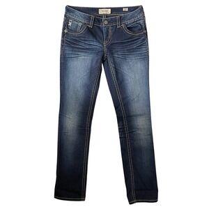 MEK Denim Dathan Straight Jeans Men's 29x34 Blue Distressed Western Y2K Bootcut